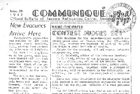Denson Communique No. 11 (November 24, 1942) (ddr-densho-144-11)