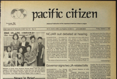Pacific Citizen, Vol. 101 No. 14 (October 4, 1985) (ddr-pc-57-39)