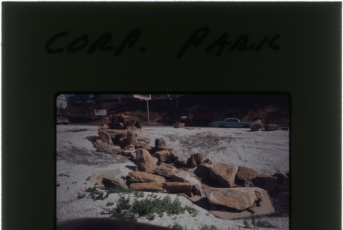 Rock sculpture at the Schulman Corp. Park project (ddr-densho-377-977)