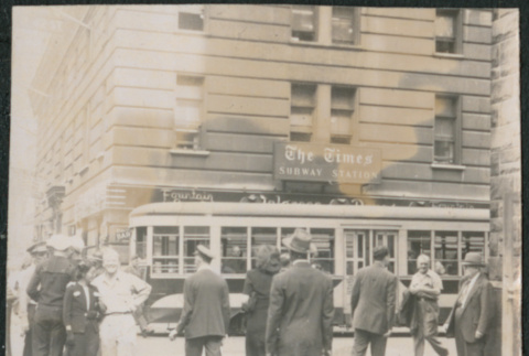 Trolley and The Times Subway Station (ddr-densho-523-162)