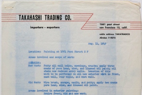Scope of work for painting job (ddr-densho-424-655)