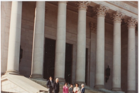 On the steps of the State Capitol building for the signing of the Washington State Redress Bill (ddr-densho-10-161)