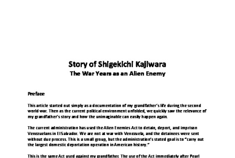 Story of Shigekichi Kajiwara: The War Years as an Alien Enemy (ddr-densho-554-1)