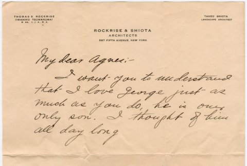 Note from Thomas Rockrise to Agnes Rockrise (ddr-densho-335-10)