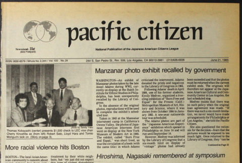 Pacific Citizen, Vol. 100 No. 24 (June 21, 1985) (ddr-pc-57-24)