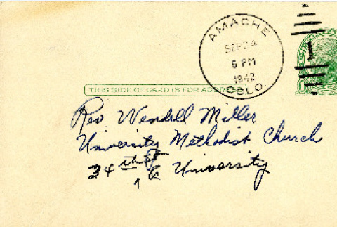 Letter from Geo. Yoshioka to Rev. [Wendell] Miller, September 22, 1942 (ddr-csujad-20-10)