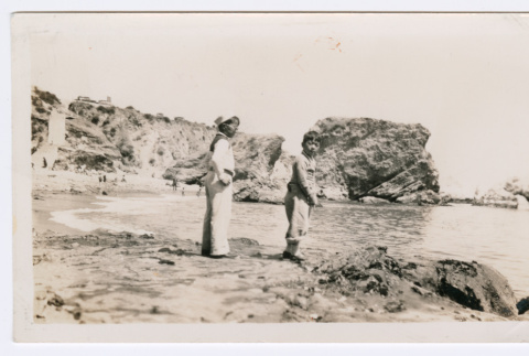 Toru Miyoshi and other child at beach (ddr-densho-480-105)