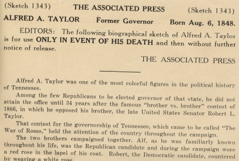 Associated Press Sketch 1343 for Alfred A. Taylor (ddr-njpa-1-2047)