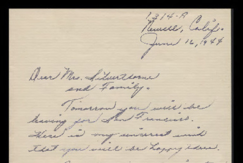 Letter from Mary Morimoto to Mrs. Eada Silverthorne, June 16, 1944 (ddr-csujad-55-135)