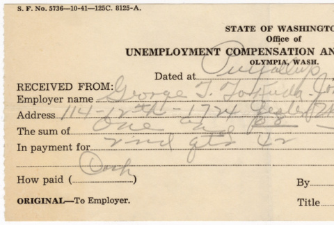 Unemployment Compensation and Placement receipt (ddr-densho-383-477)