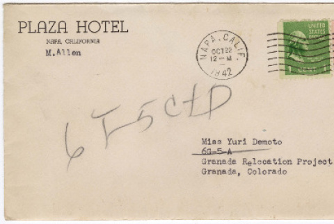 Letter to Yuri Domoto from Mildred Allen (ddr-densho-356-325)