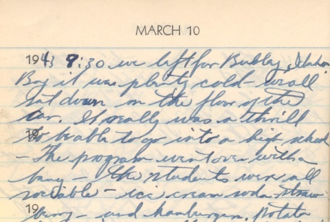 Diary entry, March 10, 1943 (ddr-densho-72-80)