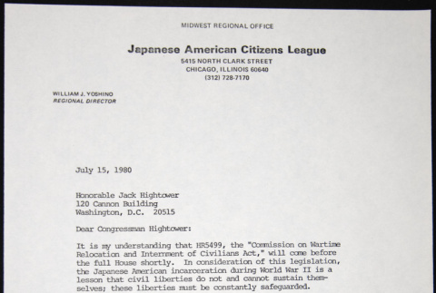 Letter to Jack Hightower from William Yoshino (ddr-chijacl-1-321)