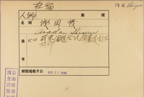Envelope of Shigeru Asasa photographs (ddr-njpa-5-247)