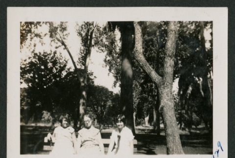 three women on a bench (ddr-densho-378-618)