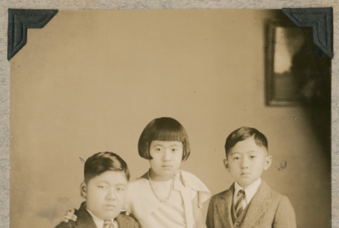 Studio portrait of three children (ddr-densho-383-253)