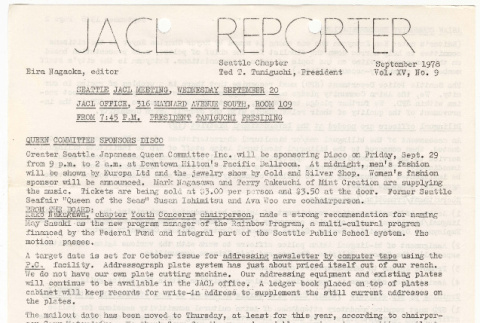 Seattle Chapter, JACL Reporter, Vol. XV, No. 9, September 1978 (ddr-sjacl-1-271)