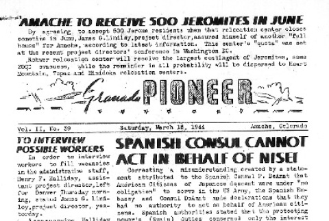 Granada Pioneer Vol. II No. 39 (March 18, 1944) (ddr-densho-147-152)