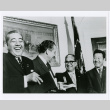 l-r: Prime Minister of Japan Eisaku Sato, President Richard Nixon, Mike Masaoka, JACL president Jerry Enomoto (ddr-densho-122-714)