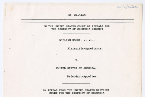 William Hohri Petition for Rehearing & Rehearing En Banc (ddr-densho-1007-1860)