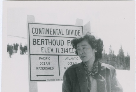 Guyo Tajiri at the Continental Divide, Berthoud Pass (ddr-densho-338-271)