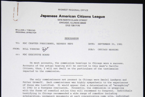 Memo to MDC Chapter Presidents, Redress Reps from Bill Yoshino (ddr-chijacl-1-280)