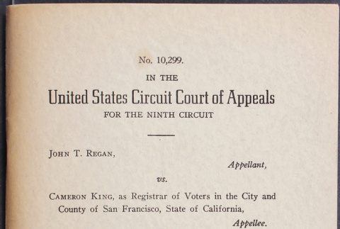 Brief for Japanese American Citizens League, Amicus Curiae in the case Regan v. King in the US Ninth Circuit Court of Appeals (ddr-densho-476-1)