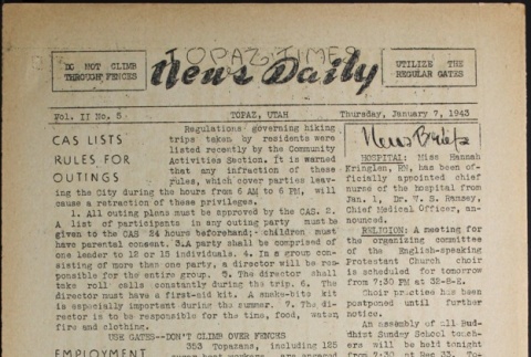 Topaz Times Vol. II No. 5 (January 7, 1943) (ddr-densho-142-66)