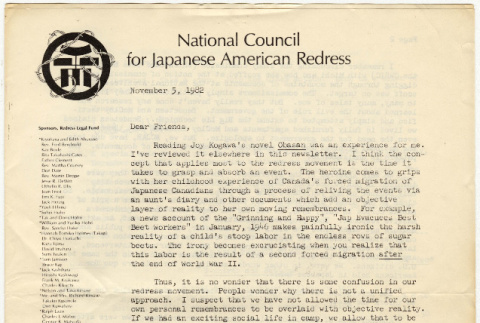 National Council for Japanese American Redress Newsletter (ddr-densho-352-84)