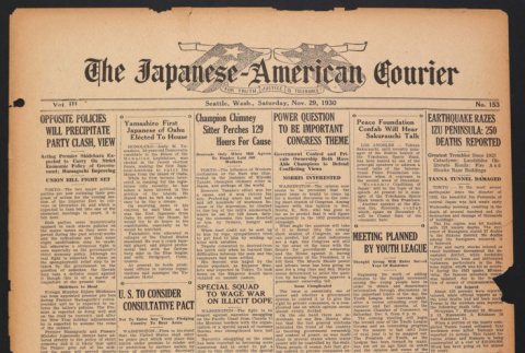 Japanese American Courier Vol. 3, No. 153 (November 29, 1930) (ddr-densho-96-183)