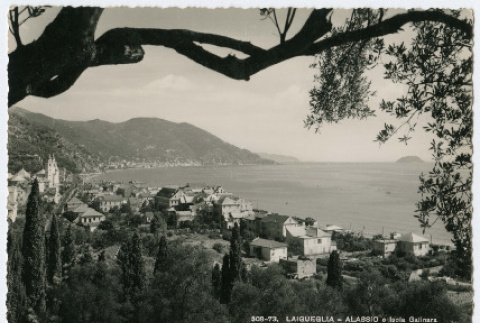 Oceanfront and city of Laigueglia, Italy (ddr-densho-368-108)