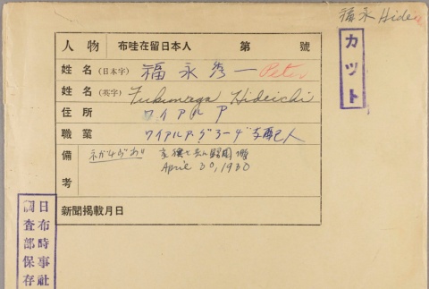 Envelope of Hideichi Fukunaga photographs (ddr-njpa-5-840)