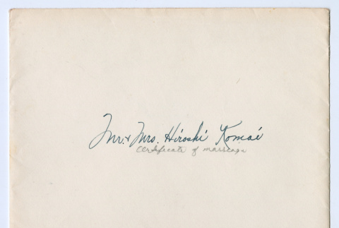 Marriage Certificate envelope (ddr-densho-562-22)