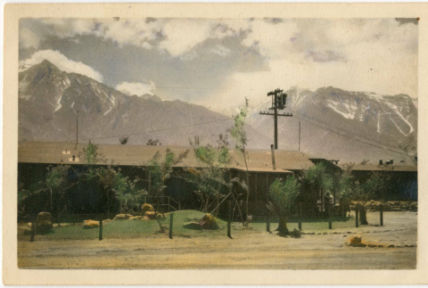 View of the doctor's court in Manzanar hospital (ddr-csujad-36-14)