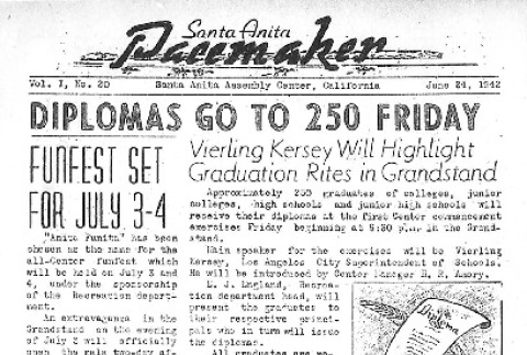 Santa Anita Pacemaker Vol. I No. 20 (June 24, 1942) (ddr-densho-146-20)