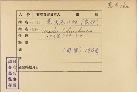 Envelope for Chusaburo Araki (ddr-njpa-5-188)
