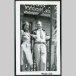 Photograph of Melva and Aksel G. Nielsen in front of staff housing (ddr-csujad-47-166)
