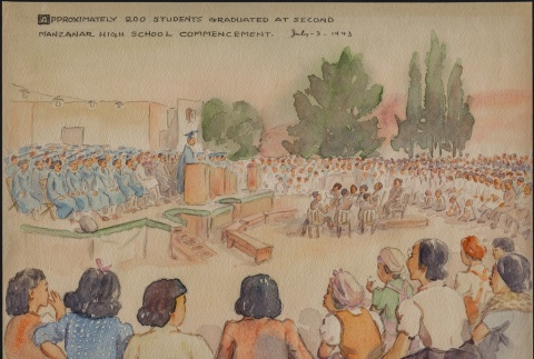 Painting of the Manzanar High School 1943 graduation (ddr-manz-2-54)