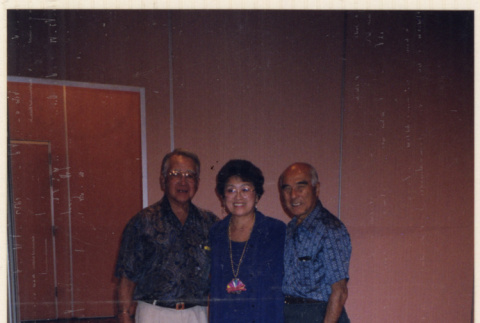 Three people posing for photo (ddr-densho-466-591)