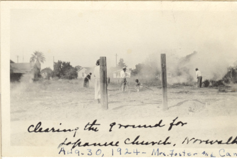 Clearing the ground for Japanese Church, Norwalk (ddr-csujad-57-19)