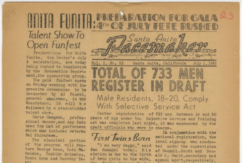 Santa Anita Pacemaker: Vol. 1, No. 22 (July 1, 1942) (ddr-janm-5-22)