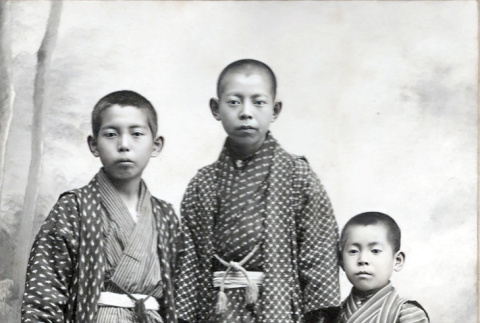 Three boys in Japanese clothing (ddr-densho-474-188)