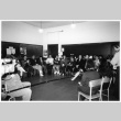 Alums and attendees sitting in chair circle at Japanese Language School Reunion (ddr-densho-506-100)