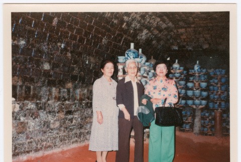 Mitsuye Yabe and Friends with Kiln and Pottery (ddr-ohs-1-229)