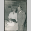 Agnes and Chester Sakura cutting a cake (ddr-densho-523-281)
