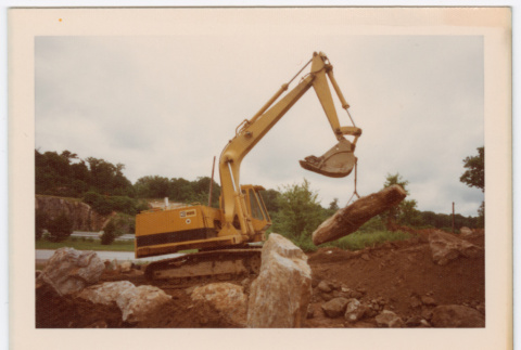 Moving boulder with excavator (ddr-densho-377-2209)