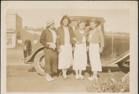 Four women by car (ddr-densho-316-278)
