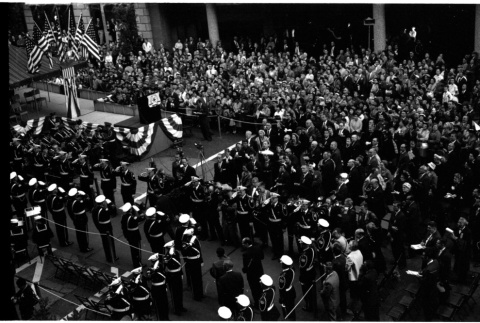 Ceremony welcoming Crown Prince Akihito and Crown Princess Michiko at Olympic Hotel in Seattle (ddr-densho-363-343)