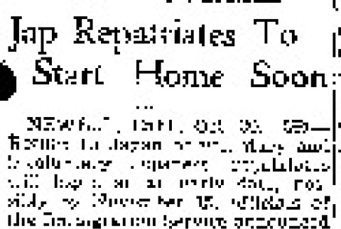 Jap Repatriates to Start Home Soon (October 30, 1945) (ddr-densho-56-1150)