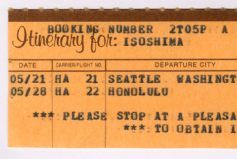 Isoshima Hawaii Itinerary (ddr-densho-477-611)